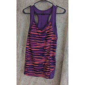 Tek Gear Activewear Tank Women M Purple Striped Sleeveless Racerback Round Neck